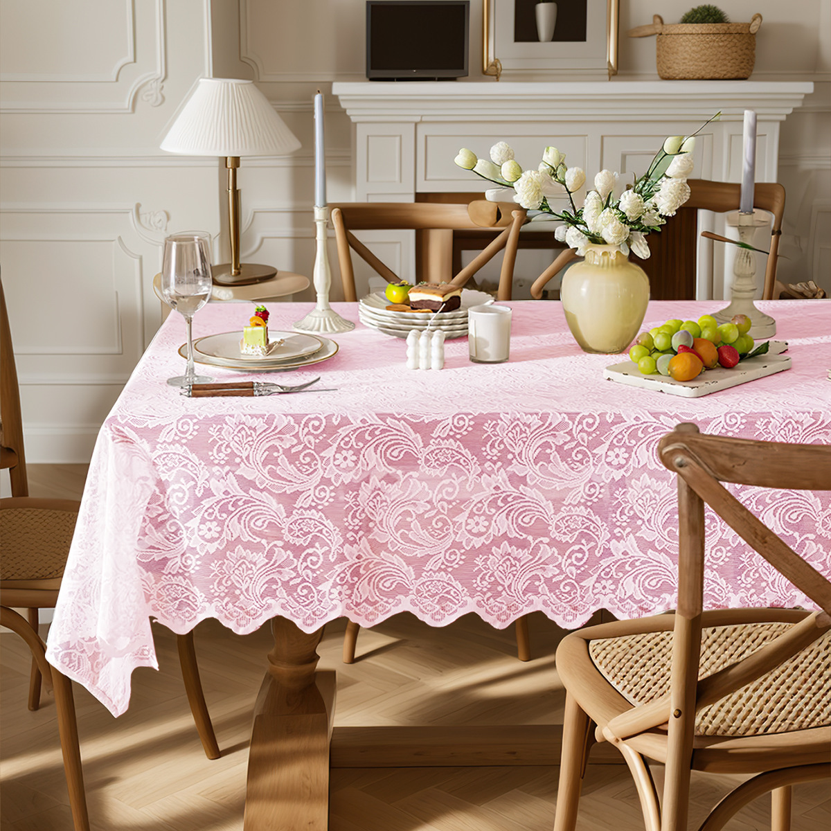 Transfronterizos nuevos tejidos de seda encaje ancholeta tela de mesa estilo pastoral general tela de mesa rectangular tela de mesa cubierta de mesa