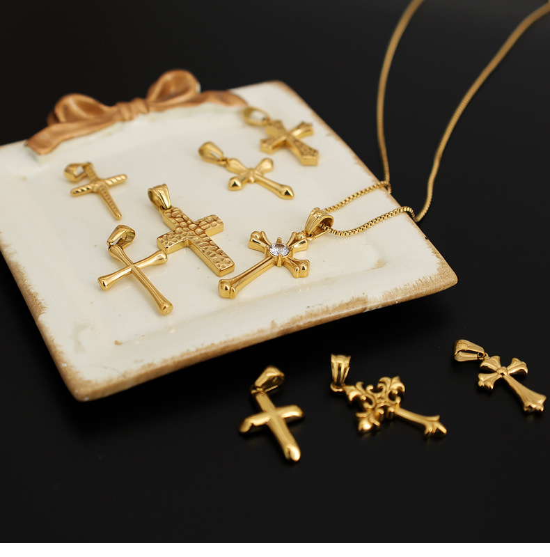 3g Weight Pendant Jewelry Making Type Real Gold Plated Plating Material 1 Piece Quantity Daily Occasion 304 Stainless Steel Material Cross Pattern All Seasons Season Unisex Gender Polished Finish Retro, Classic Style Style Waterproof Non Tarnish Craft 1 Piece 304 Stainless Steel Real Gold Plated Cross Polished Pendant 无