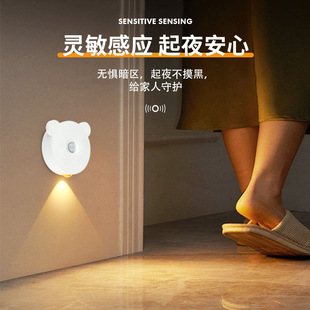 Intelligent Human body induction LED charging lamp bedside bedroom USB magnetic suction Wall punch-free night home sleep lamp