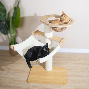 Cat climbing frame wooden cat nest integrated double-layer cat scratching post sisal grinding claw space capsule small non-occupied cat jumping platform