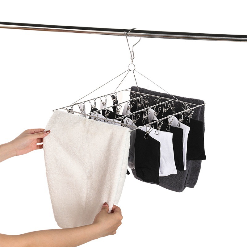 Calcetines de acero inoxidable rack cuadrado 50 clip a prueba de viento multiusos percha creativa percha de secado multi-clip calcetines de secado clip