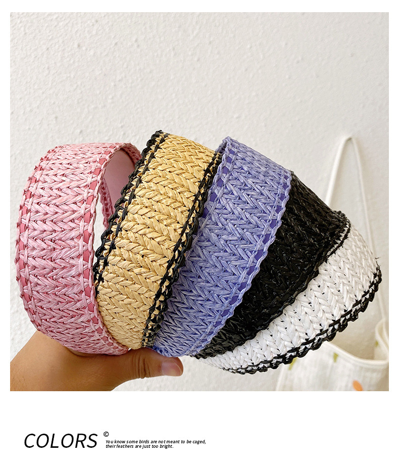 Women's Fashion Solid Color Straw Braid Hair Band display picture 1