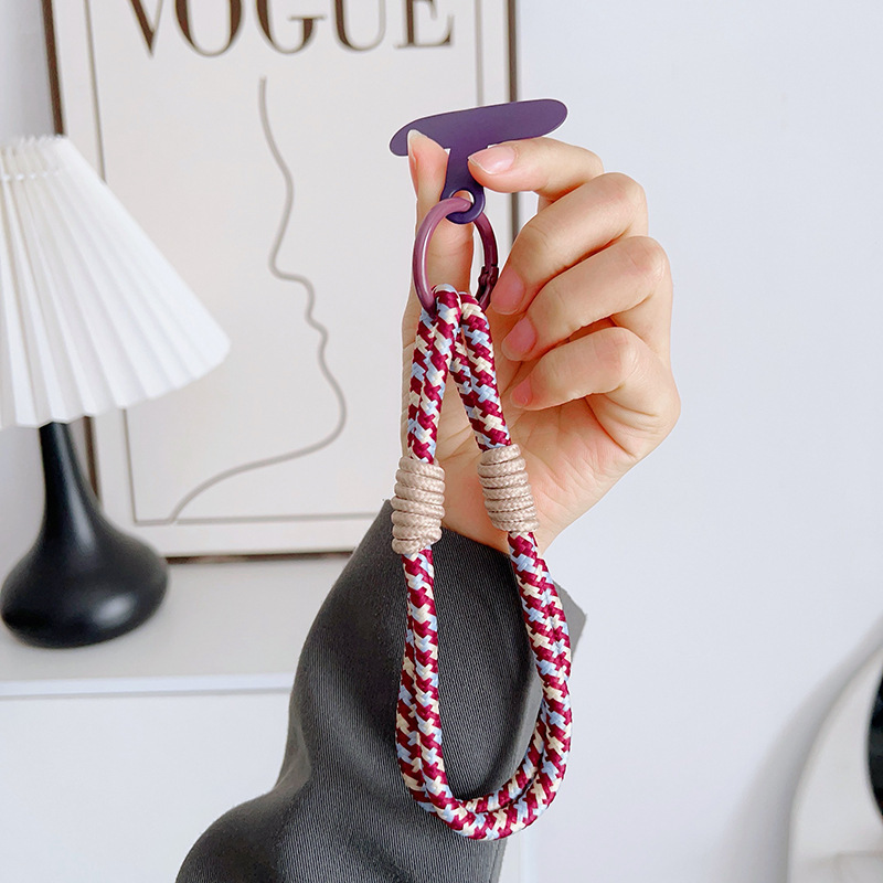 Cordón de teléfono móvil tejido simple de 2 hebras a juego de color de todo fósforo de dopamina, cordón de muñeca corto de nailon, colgante resistente a la pérdida