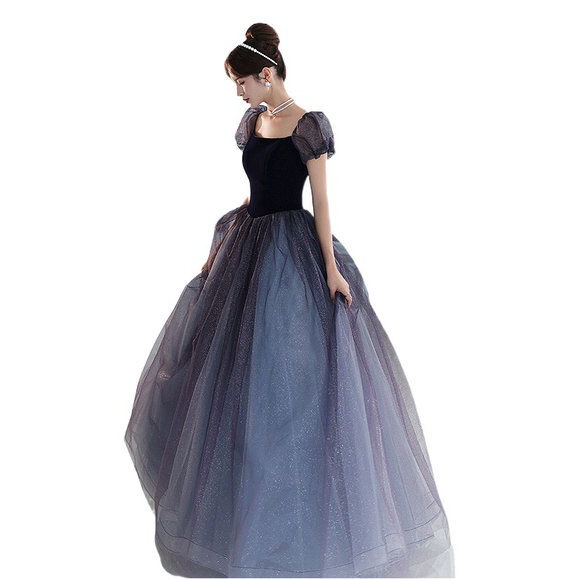 Vestido de noche luz lujo nicho alto sentido banquete temperamento estudiante 18 años adulto ceremonia arte examen anfitrión rendimiento