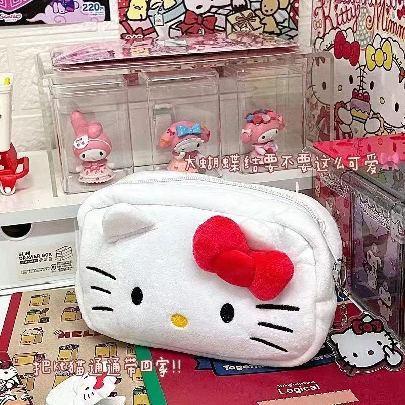 可爱Kitty猫笔袋ins爆款日系凯蒂猫毛绒文具袋卡通学生收纳化妆包|undefined