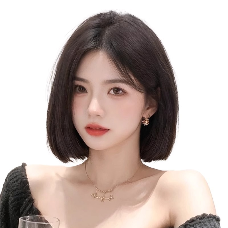 短发假发女夏全头套式自然波波头中分减龄一刀切仿真发整顶假发套|undefined