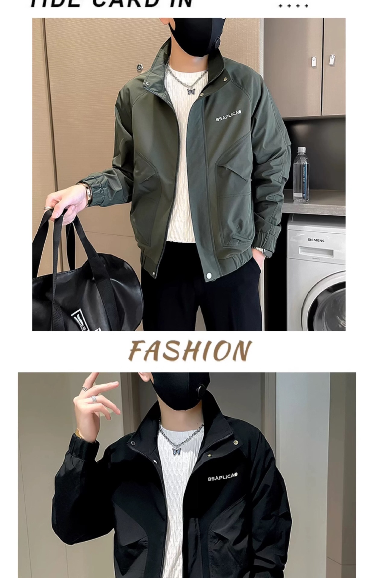 Stylish Men's Winter Coat Embroidered Workwear Versatile Jacket_voghion.com