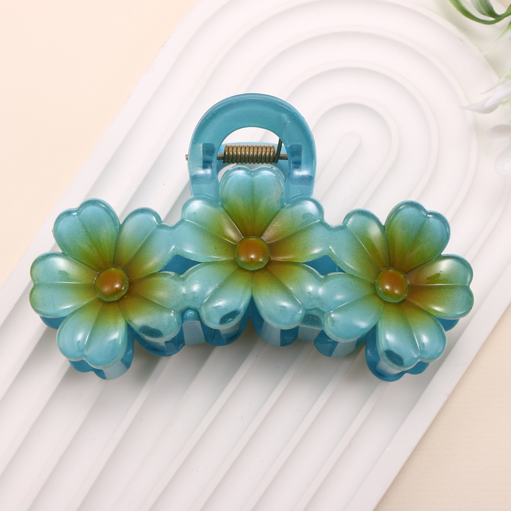 Nuevo color frangipani acrílico pinza para el cabello flor pinza de agarre de alta calidad elegante accesorio para el cabello de mujer pinza de tiburón de agarre lateral