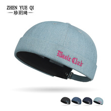 日系雅痞街头复古水洗牛仔地主帽男春秋情侣个性无檐嘻哈瓜皮帽女