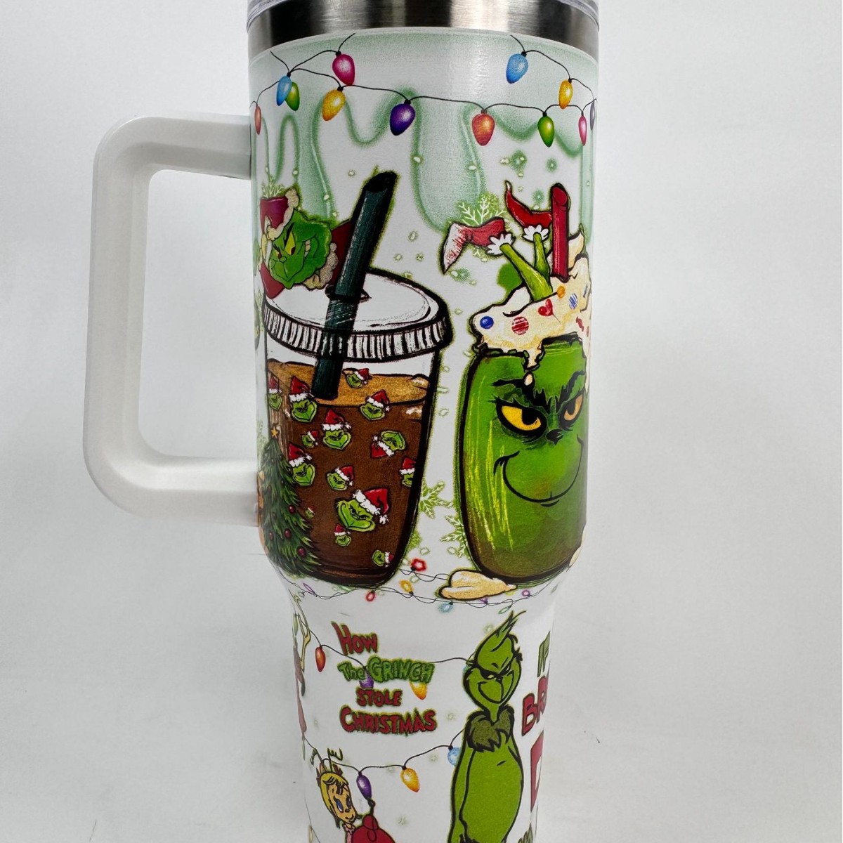 Vaso térmico de acero inoxidable con aislamiento al vacío de 40 oz, para automóvil, de gran capacidad, con impresión UV de diseño 5D, para viajes transfronterizos.