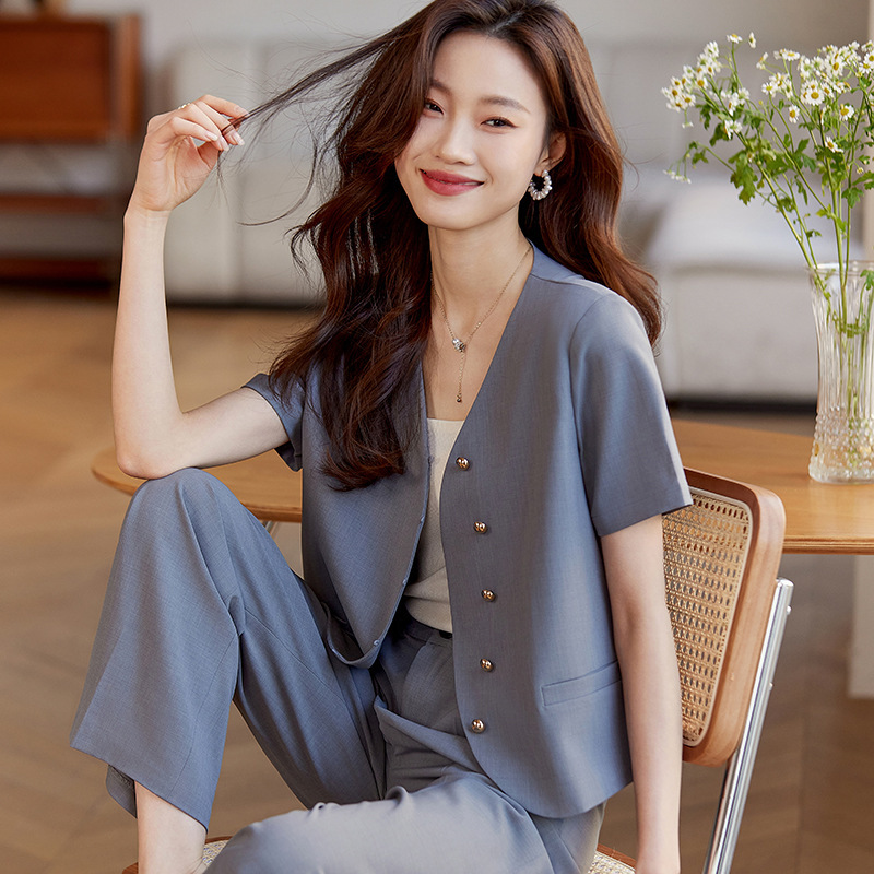Short Blazer Women's Summer Wear 2025 New Style High-End Elegant Goddess Style Casual Wide-Leg Pants Two-Piece Suit