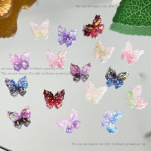 新款云锦千丝蝴蝶美甲饰品软陶夜光美甲蝴蝶饰品diy手链耳钉素材