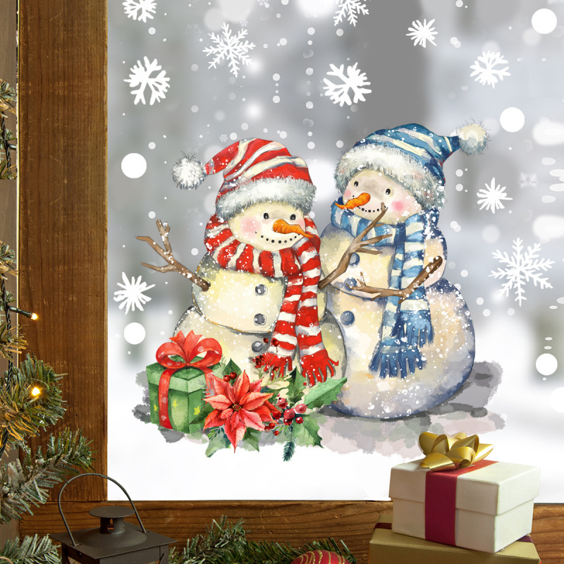 CT6049-ZYの漫画の雪だるまの雪のクリスマスの装飾の窓はガラスの静電気を貼って家の装飾の壁を貼って絵を貼ります。|undefined