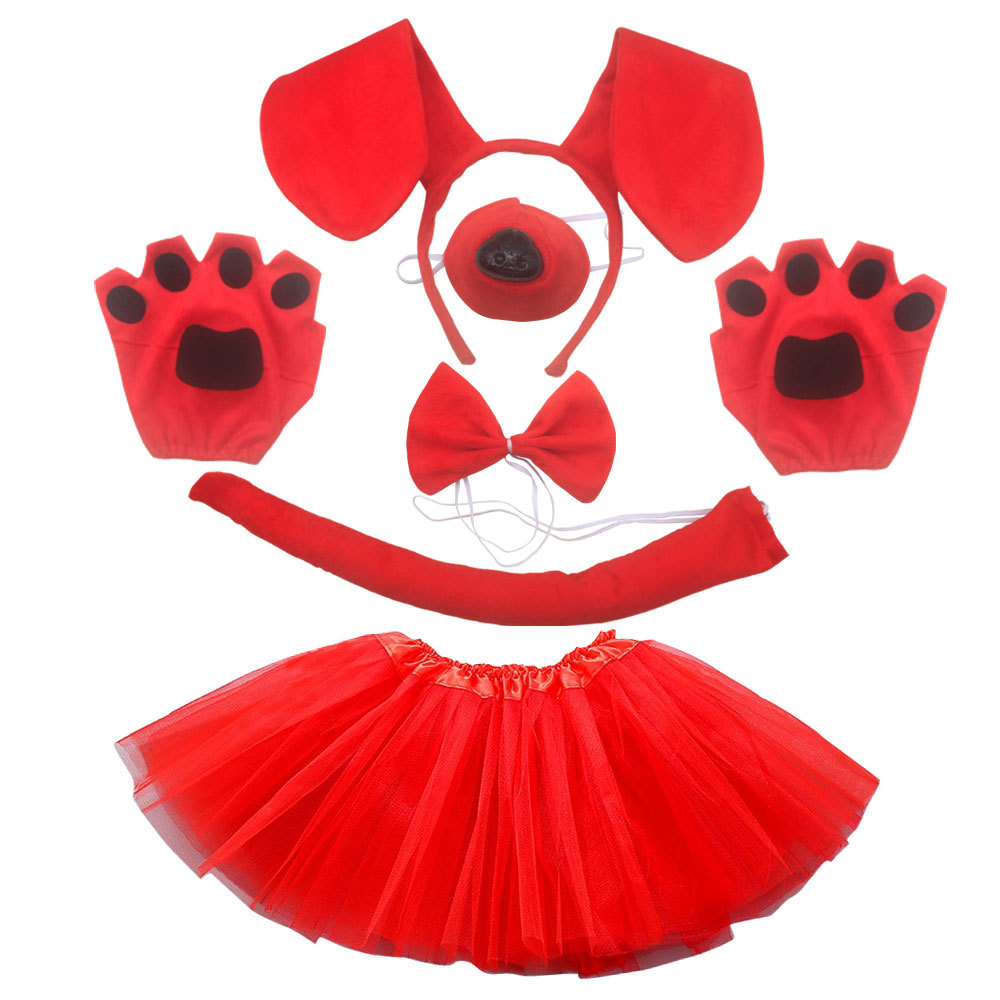 Suministro transfronterizo de Halloween, nueva diadema de perro salchicha, falda de malla con nariz de perro manchada, traje de actuación, accesorios de vestir