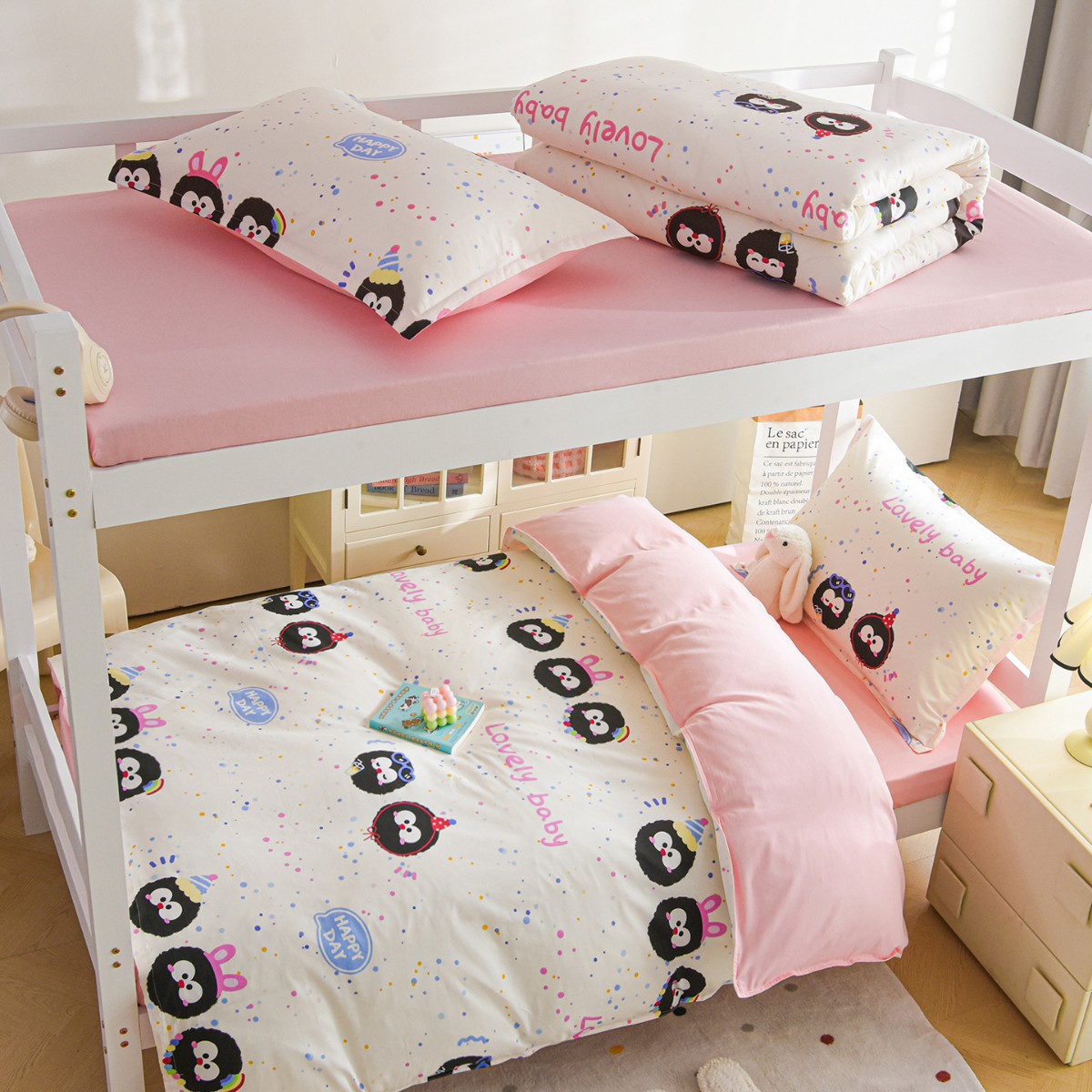 Juego de cama de dormitorio femenino de tres piezas para estudiantes universitarios Sombrilla de cama de algodón puro Sábana individual Funda de edredón Juego de cama de cuatro piezas de seis