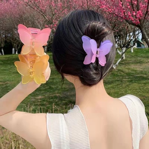 2pcs butterfly hair clip scratching clip female summer hair clip tire size hairpin temperament shark head hairpin hair