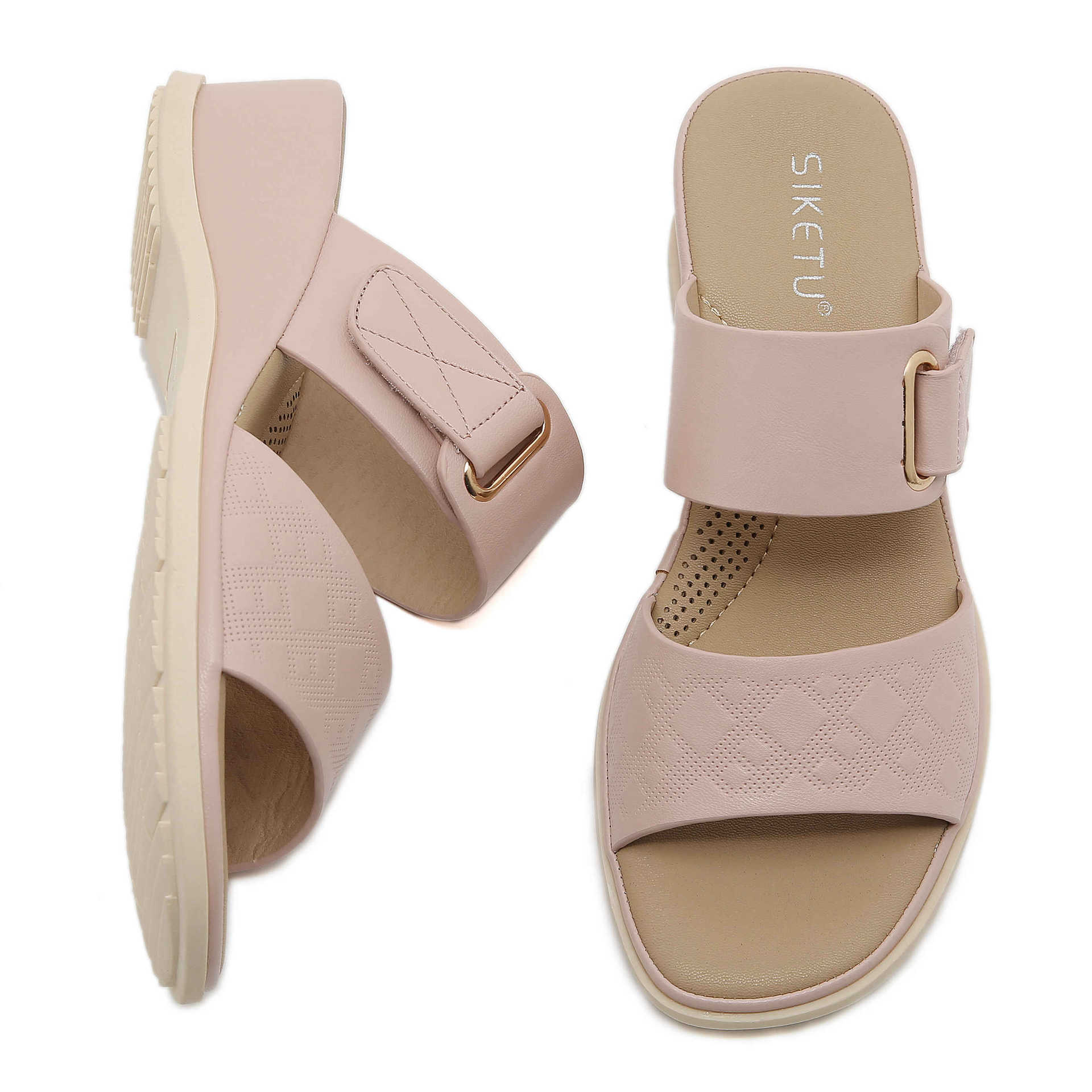 1520-3 Nuevo estilo 2025 sandalias de verano europeas y americanas, hebilla, playa informal, playa, cómoda sandalias de cuña transfronteriza