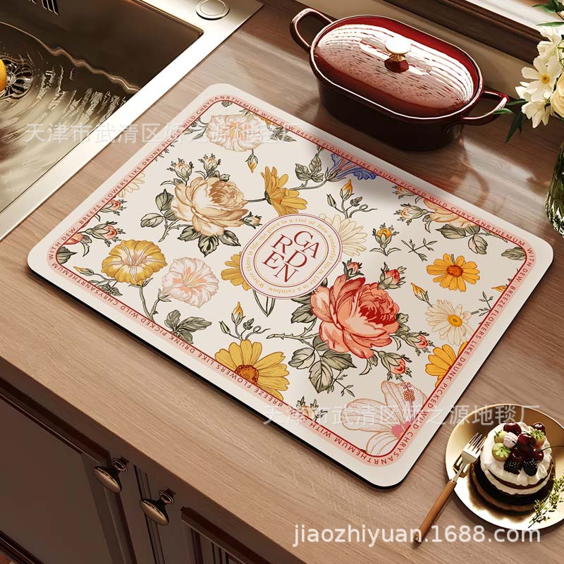 Almohadilla de drenaje transfronteriza, lodo de diatomeas, fácil de cuidar, almohadilla absorbente, encimera de escritorio de cocina, almohadilla de aislamiento antiescaldado, suministro directo de fábrica