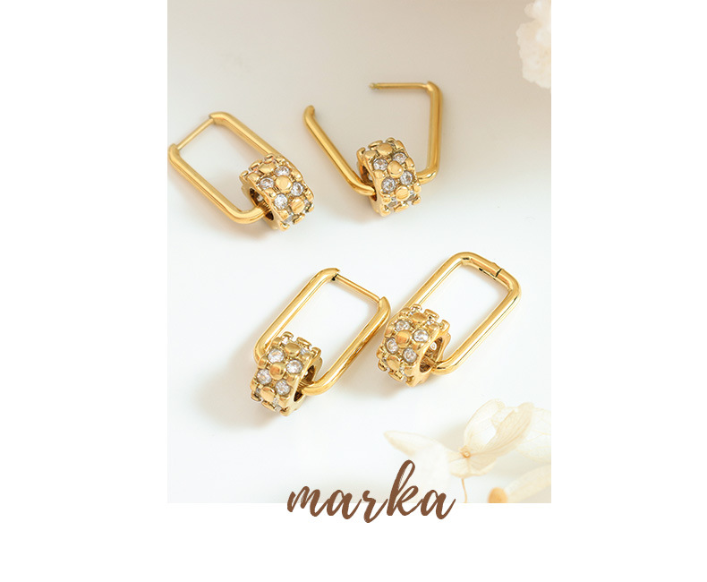 Retro Geometric Titanium Steel Copper Plating Zircon Earrings 1 Pair