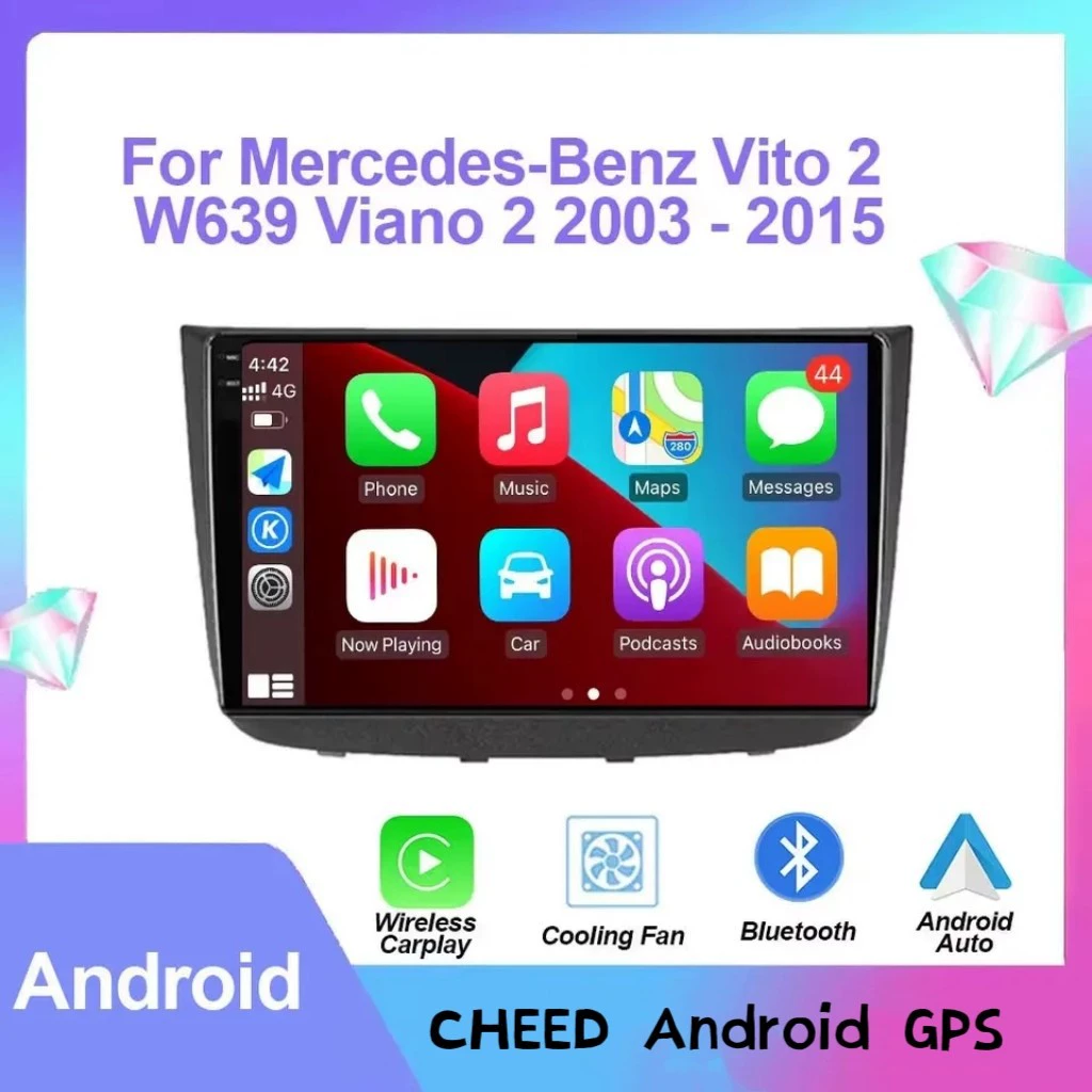 Подходит для Mercedes-Benz Viano 04-11 с центральным управлением и большим экраном Android с навигацией CarPlay.