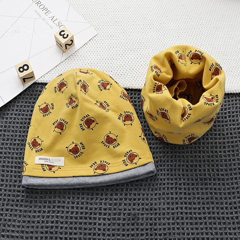 Demi-season kids' cotton set with scarf in Korean style, 2-8y, 48-54cm, multi-color options
