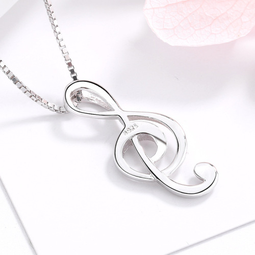 New concept s925 sterling silver necklace note pendant Korean style fashion personality simple note clavicle chain manufacturer wholesale