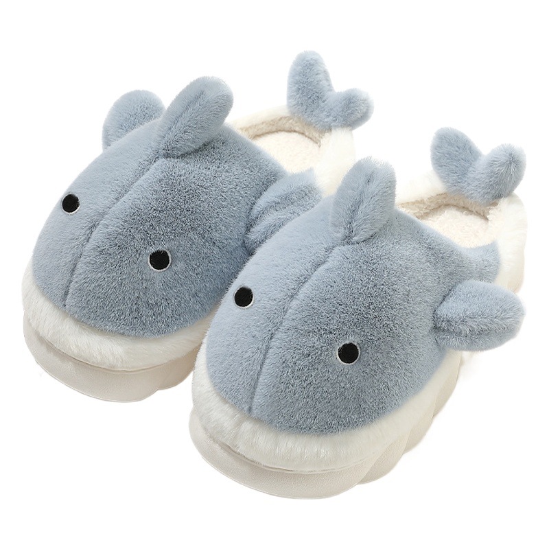 Zapatillas de algodón con sensación de caída de invierno de las mujeres de fondo grueso par casa felpa Zapatillas de algodón cálido zapatillas de felpa al por mayor hombres