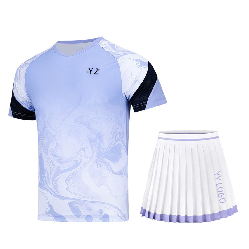 2025新款YY羽毛球服女款运动服套装比赛服速干上衣情侣训练服短袖|undefined