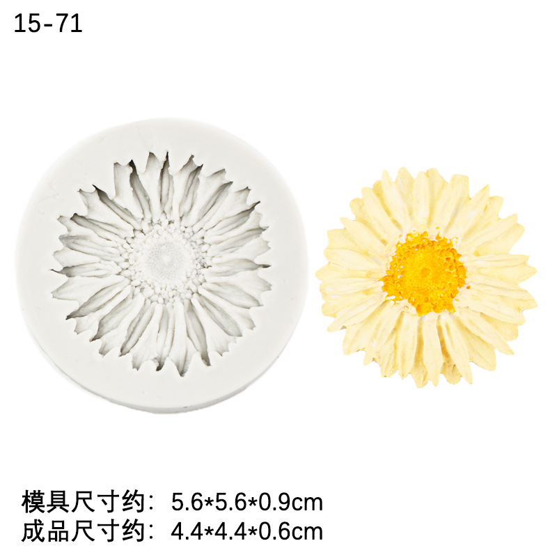 Xiangri Gui Daisy Molde de silicona Molde de pellizco de epoxi Tamaño de la flor Torta en forma de chocolate Decoración fondant