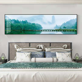 新中式桂林山水甲天下挂画落日卧室床头横版装饰画客厅书房壁画