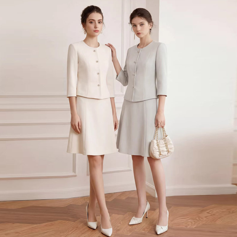 Spring Fashion Round-Neck Retro-Style French Women's Dress Set, Slim-Fit Single-Breasted Small Umbrella Skirt, Women's Formal Wear Ol