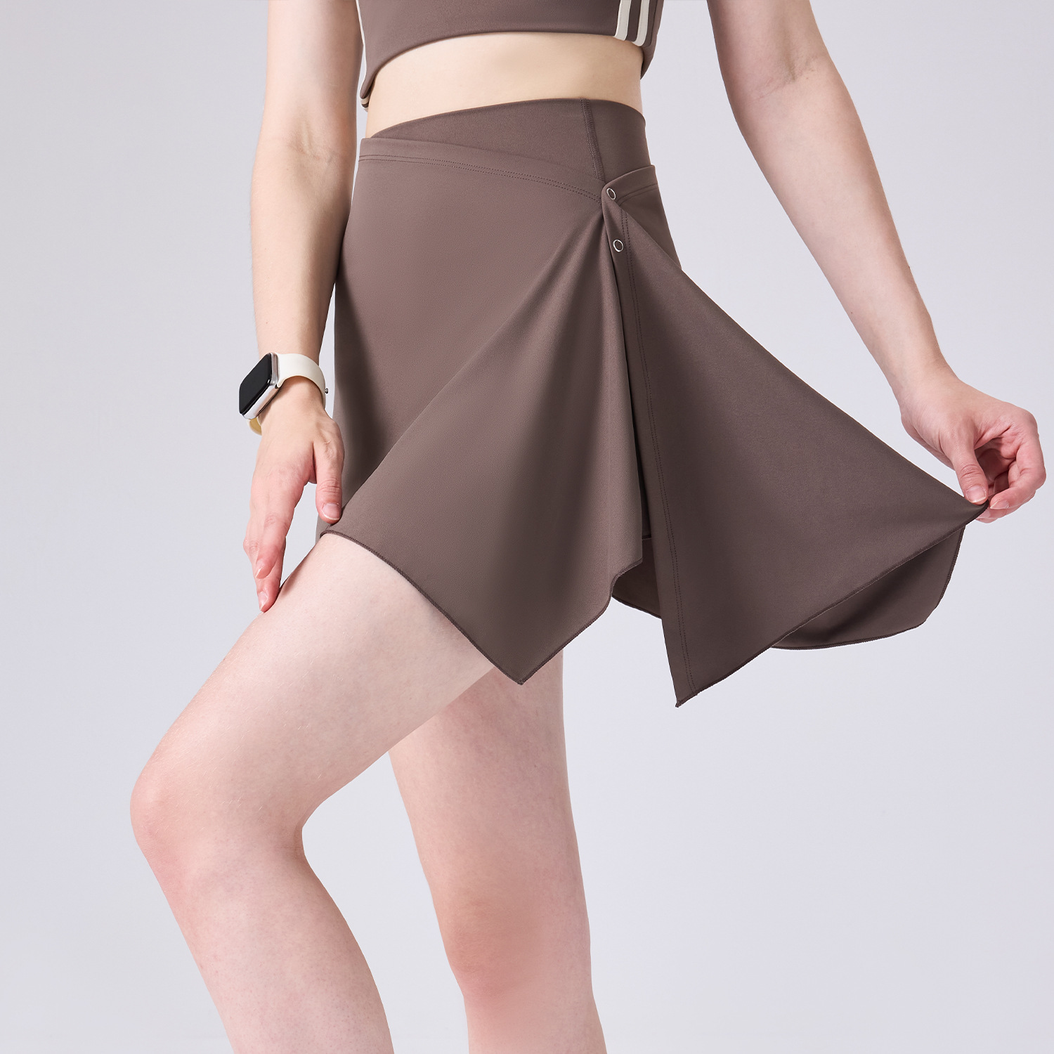 Pantalones calientes deportivos de dos piezas de entrenamiento físico para correr falda corta de cintura alta de verano piel transpirable impermeable al revestimiento