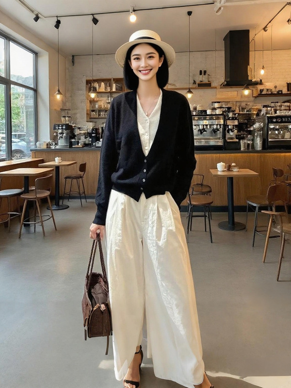 高版本sd小禾薄款假两件春秋上衣南油高端女装通勤高级感针织开衫|undefined