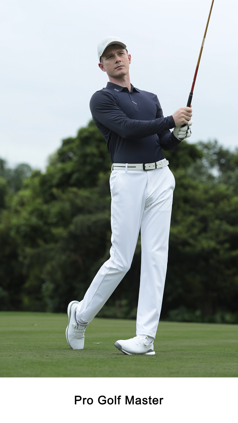 Áo polo golf nam dài tay cổ bẻ liền mạch PGM chất liệu co giãn cao — YF634-Áo màu trắng, KUZ167-Quần kaki, KUZ167-Quần Trắng, YF634-Áo màu xanh nước biển chi tiết 9