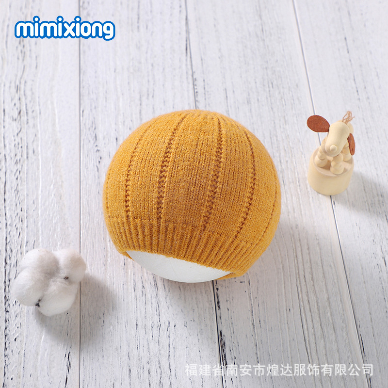 ins热卖秋冬款纯色婴儿针织帽