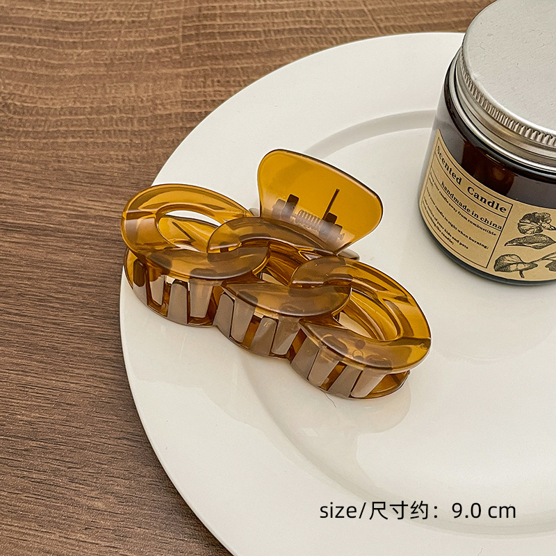 Milk Brown horquilla grande hacia atrás cabeza clip de pelo tocado de las mujeres principios de primavera de alto grado updo tiburón horquilla