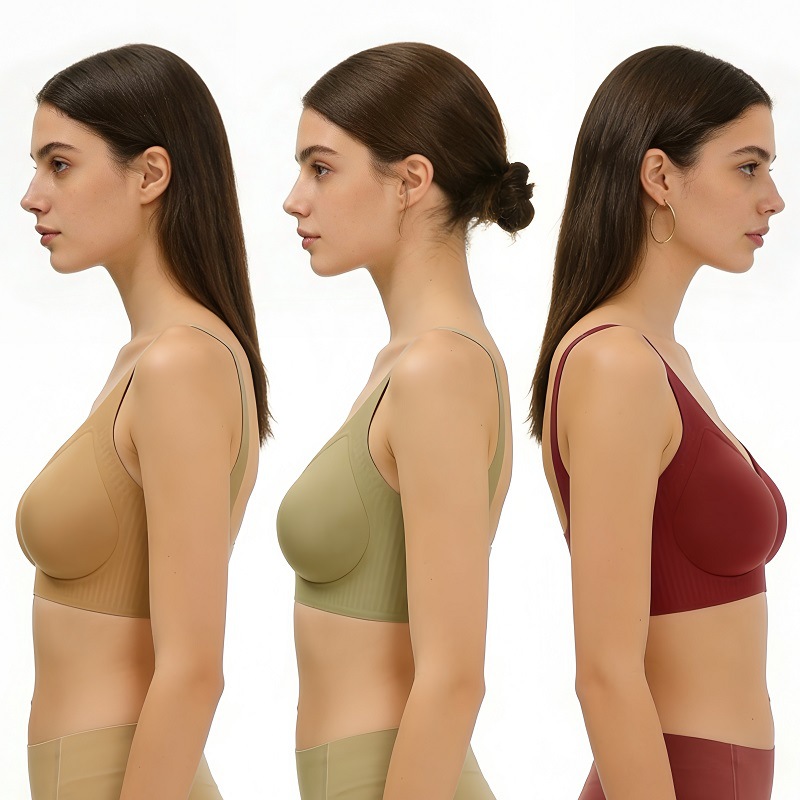 Seamless V-neck Bra For Women - Comfortable Wireless Support_voghion.com
