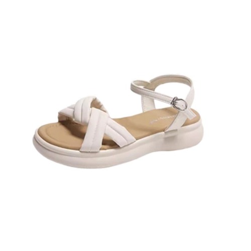 One-piece flat sole soft bottom beach shoes  summer new cross strap celebrity student sandals women's Roman shoes