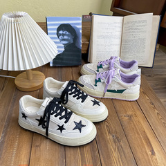 百匡女夏季甜酷運動鞋新款ins潮原創小白鞋子女學生紫色星星板鞋