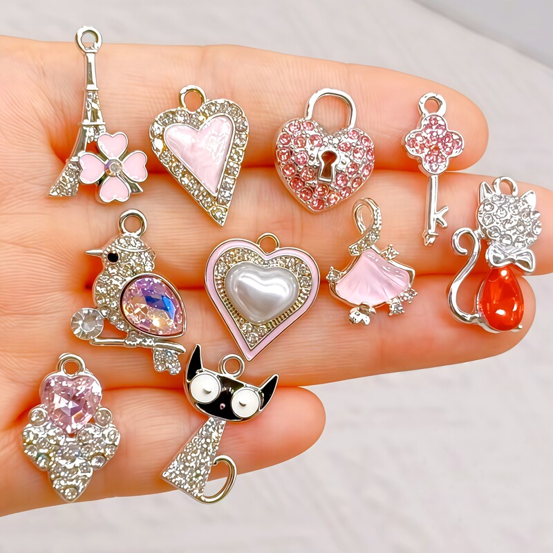 Alloy Inlaid Rhinestone Cat and Bear Pendant DIY Bracelet Necklace Earrings Clothing Bag Jewelry Accessories Pendant