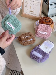 311172 Fuzzy New Mini Earphone Case Apple AirPods Necklace Storage Case Portable Flip Earphone Case