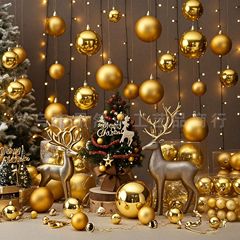 クリスマス装飾品3-10cm金色クリスマスボールメッキプラスチックボールクリスマスツリークリスマス雰囲気シーンペンダント