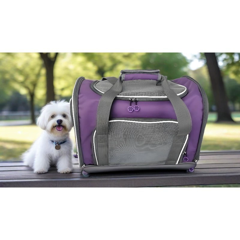 Индивидуальная фиолетовая сумка для домашних животных, сумка для собак через плечо, дышащая, портативная сумка для домашних животных на двойное плечо, многофункциональные товары для домашних животных