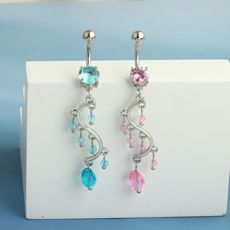Simple Copper Zircon Belly Button Ring Stainless Steel Body Piercing Navel Jewelry Wholesale 2024 Summer detail image 7