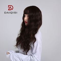 Whole Head Wig Set with Long Curly Han Version Wooly Curls, Airy Bangs, and Corn Waves - Wholesale Human Hair Wig