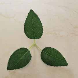 仿真植物仿真树叶三片玫瑰叶 仿真花人造丝花配件射骨叶拍摄道具