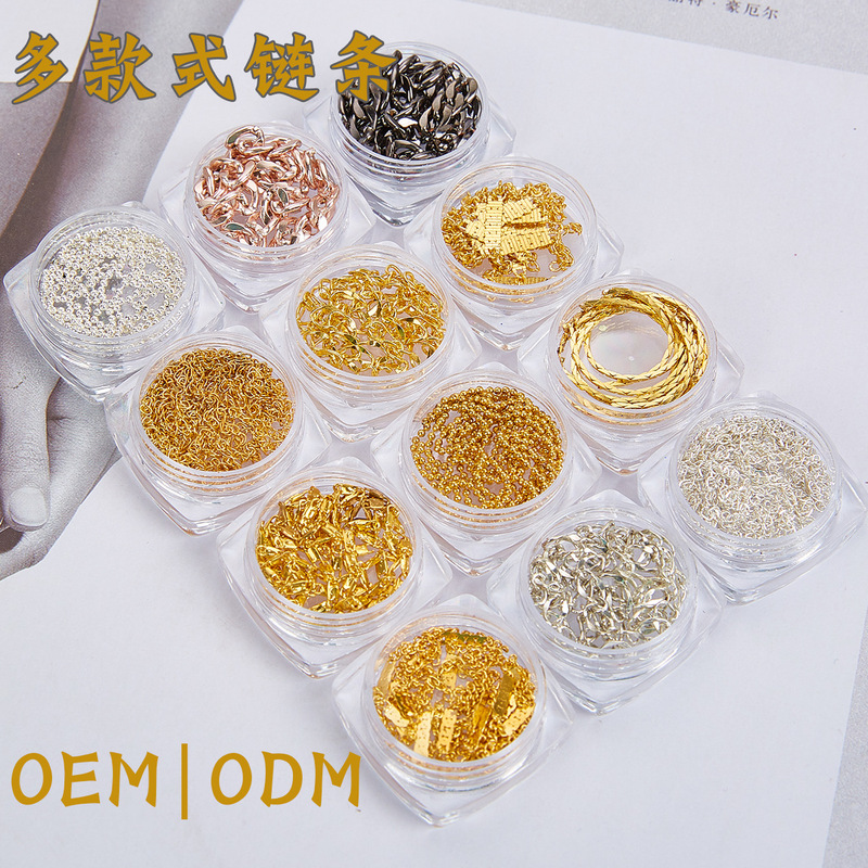 Metal small chain necklace suit wear nail mixed decorations diy nail pendant creative nail decorative chain