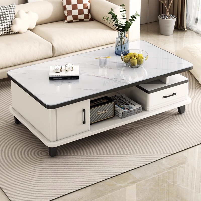 Mesa de té sala de estar doméstica pequeña casa moderna combinación de gabinete de televisión minimalista 2025 nueva mesa de té de tabla de roca de alta gama