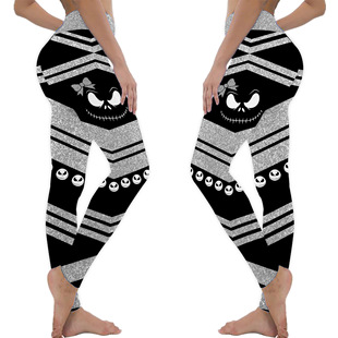 Amazon 2025 Cross-Border New Aliexpress Wish Personalized Creative Skull Striped Print Leggings for Women