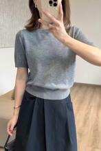 撤柜春夏圆领短袖宽松新款打底半袖针织衫薄款T恤毛衣女